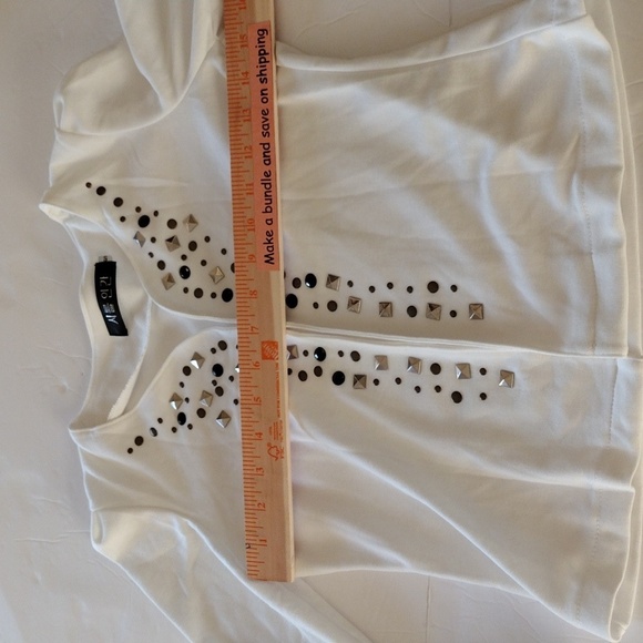 Korean brand Open Cardigan Women S Ivory Long Sleeves knitted Cropped Studded - Picture 6 of 7